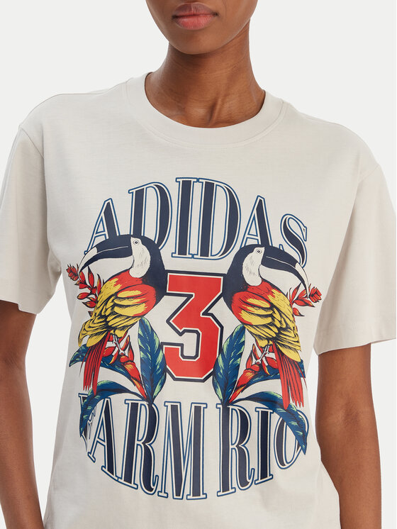 Футболка regular fit Farm Rio Graphic KD4641 Adidas, экрю — фото 4