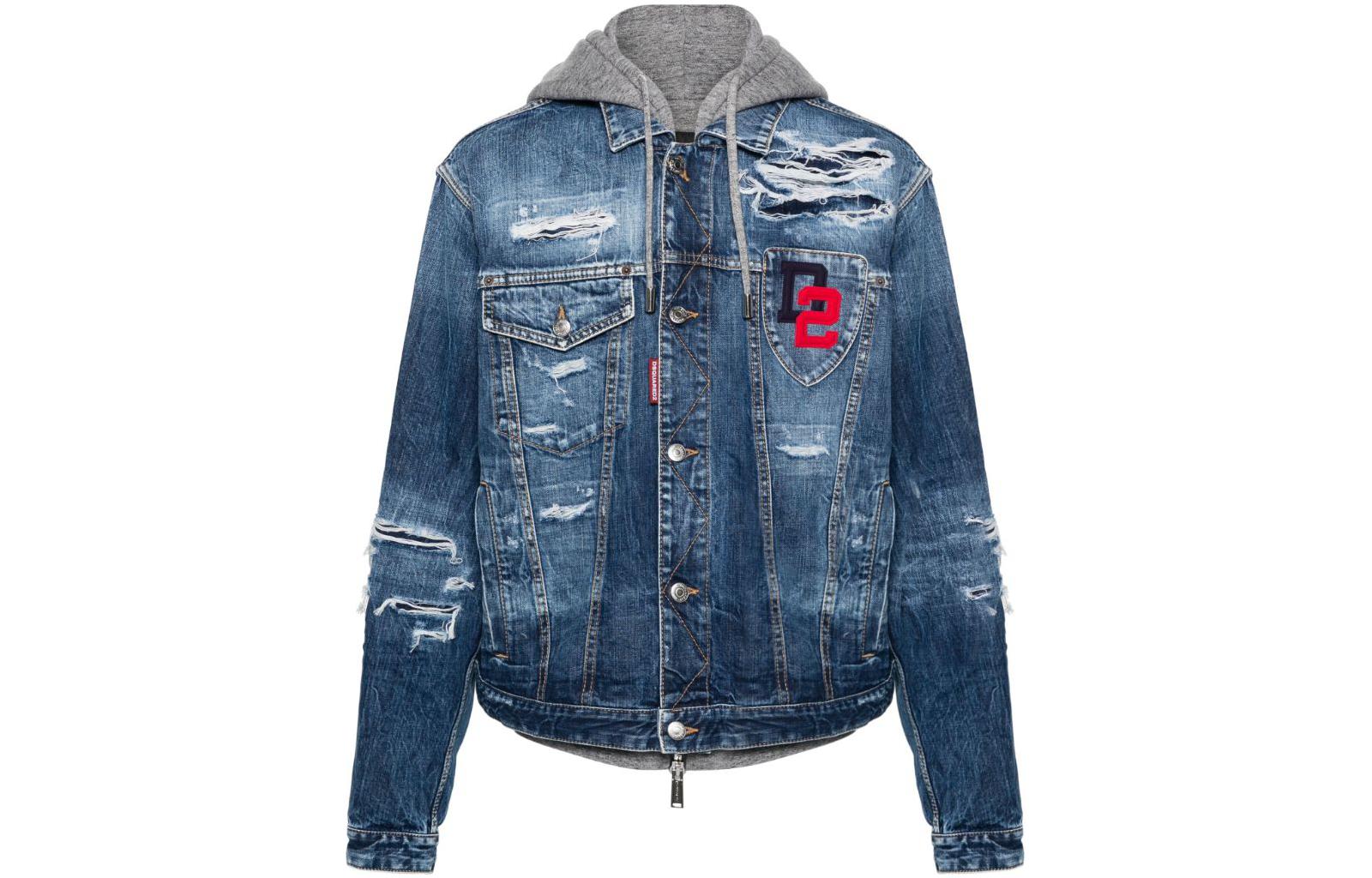 

DSQUARED 2 Потёртая джинсовая куртка, Denim Blue