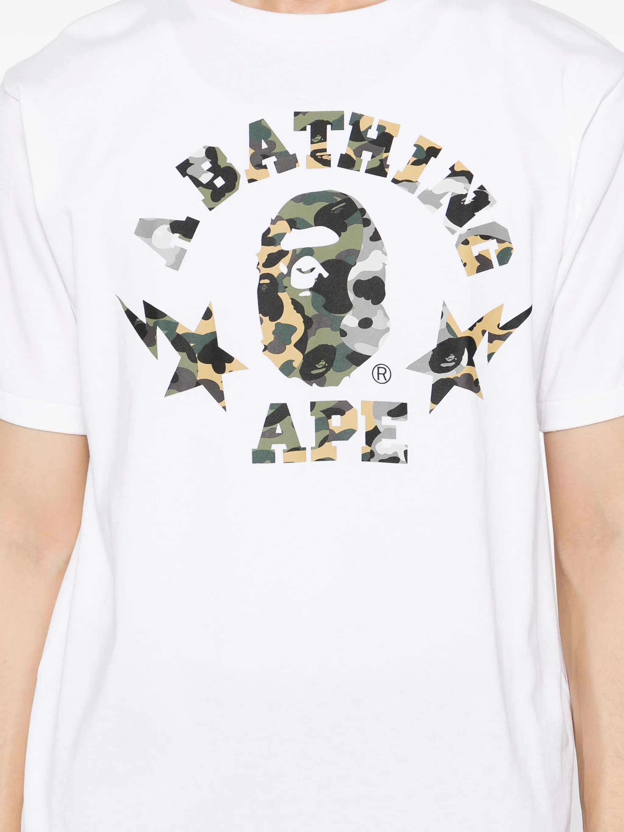 Футболка 1st camo crazy STA college A Bathing Ape, белый — фото 4