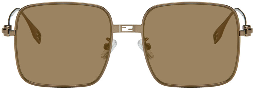 

Коричневые солнцезащитные очки-багет Fendi, цвет Shiny light brown