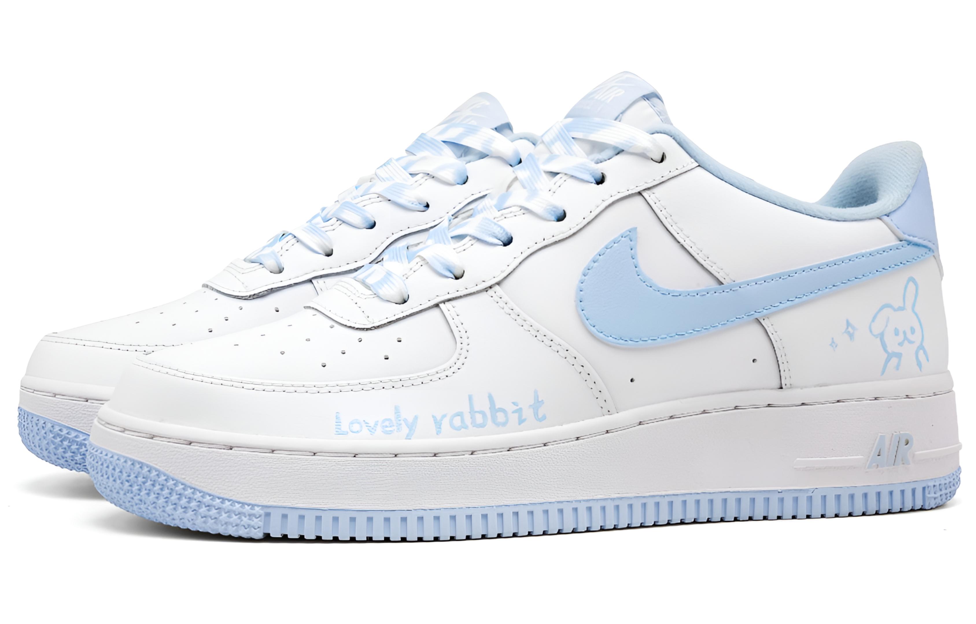Nike Air Force 1 Azure Stars с амортизацией низкие детские скейтбординг кроссовки white blue kids — фото 4