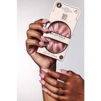 

Sosu Salon Nails Sparkle Season 30, накладные ногти с блестками, 15 размеров, розовые Sosu Cosmetics