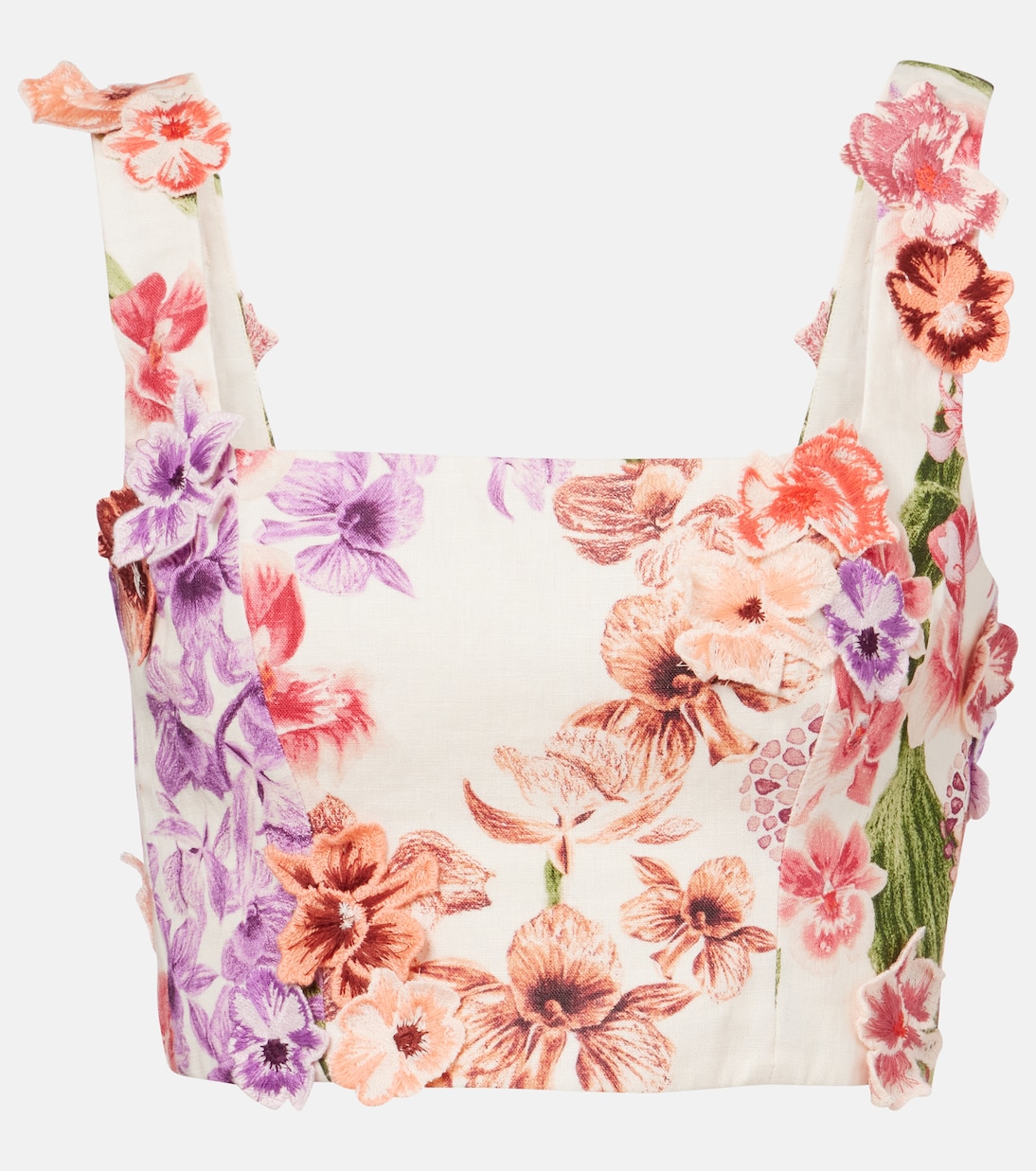

Аманда укороченный топ из льна с цветочной аппликацией Agua by Agua Bendita, Florals