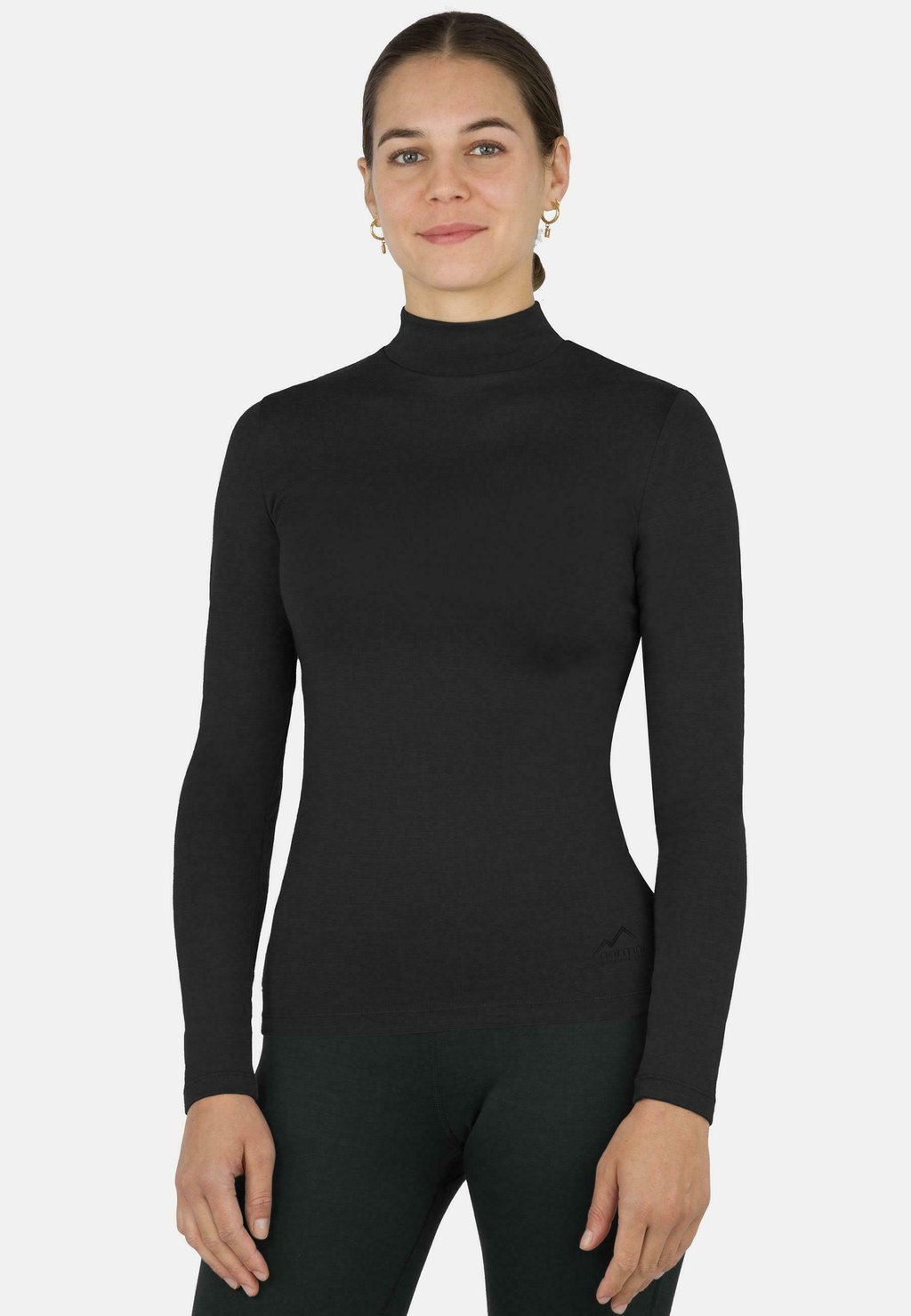 

Топ с длинными рукавами MERINOPULLOVER MIT STEHKRAGEN ROLLKRAGENPULLOVER FEINSTRICK WINTER WOLLPULLOVER normani Outdoor Sports, черный