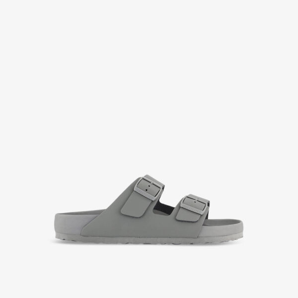

Изысканные кожаные сандалии Arizona с двумя ремешками на плоской подошве Birkenstock, серый