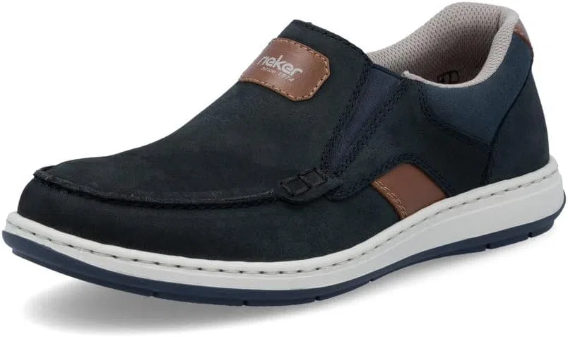 Мужские лоферы Rieker слипоны 17368 со свободной вставкой, Blue 14