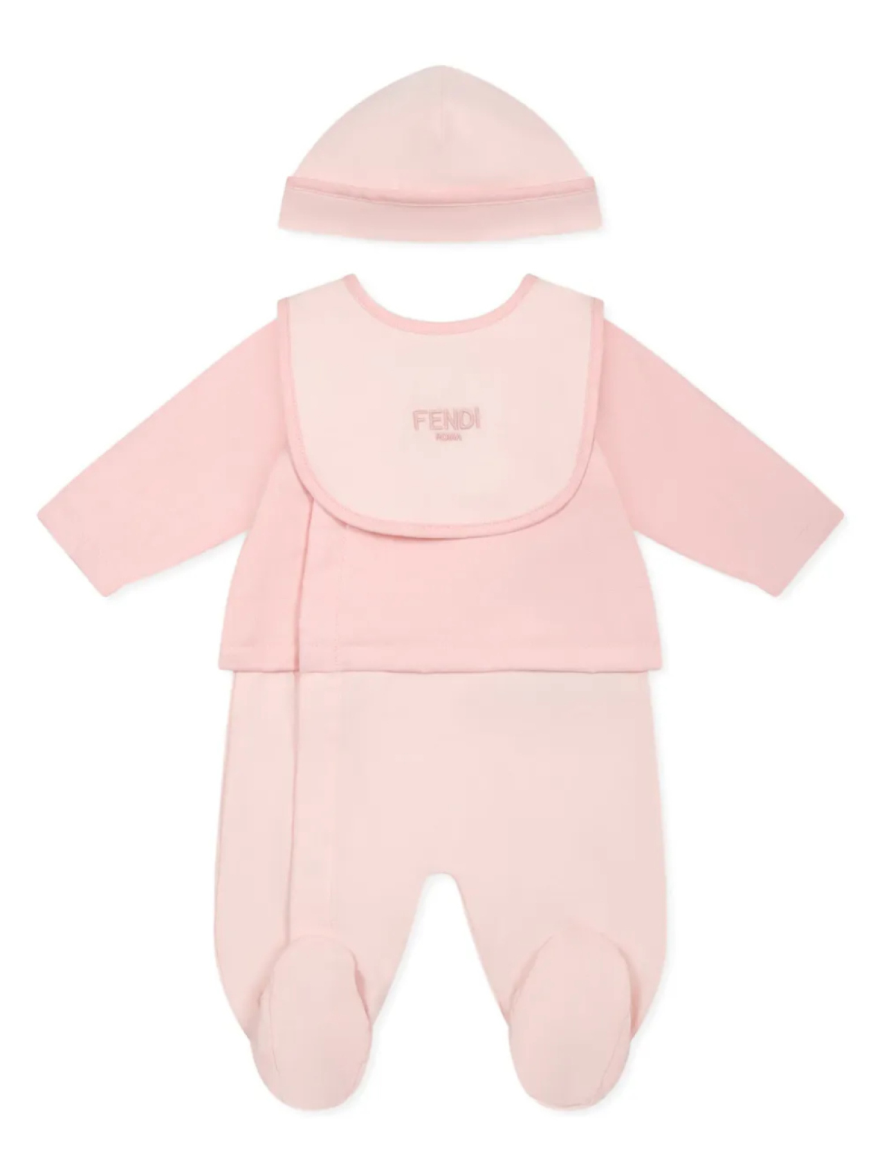 

Комплект для новорожденного с вышитым логотипом Fendi Kids, розовый