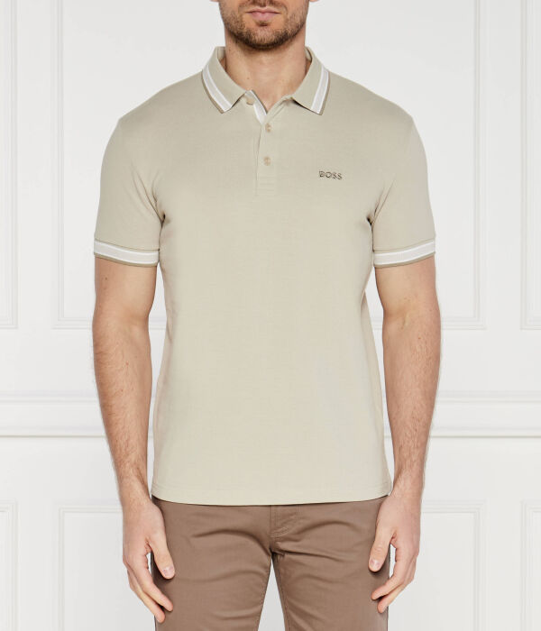 

Поло Boss Green Paddy Regular Fit, бежевый / белый