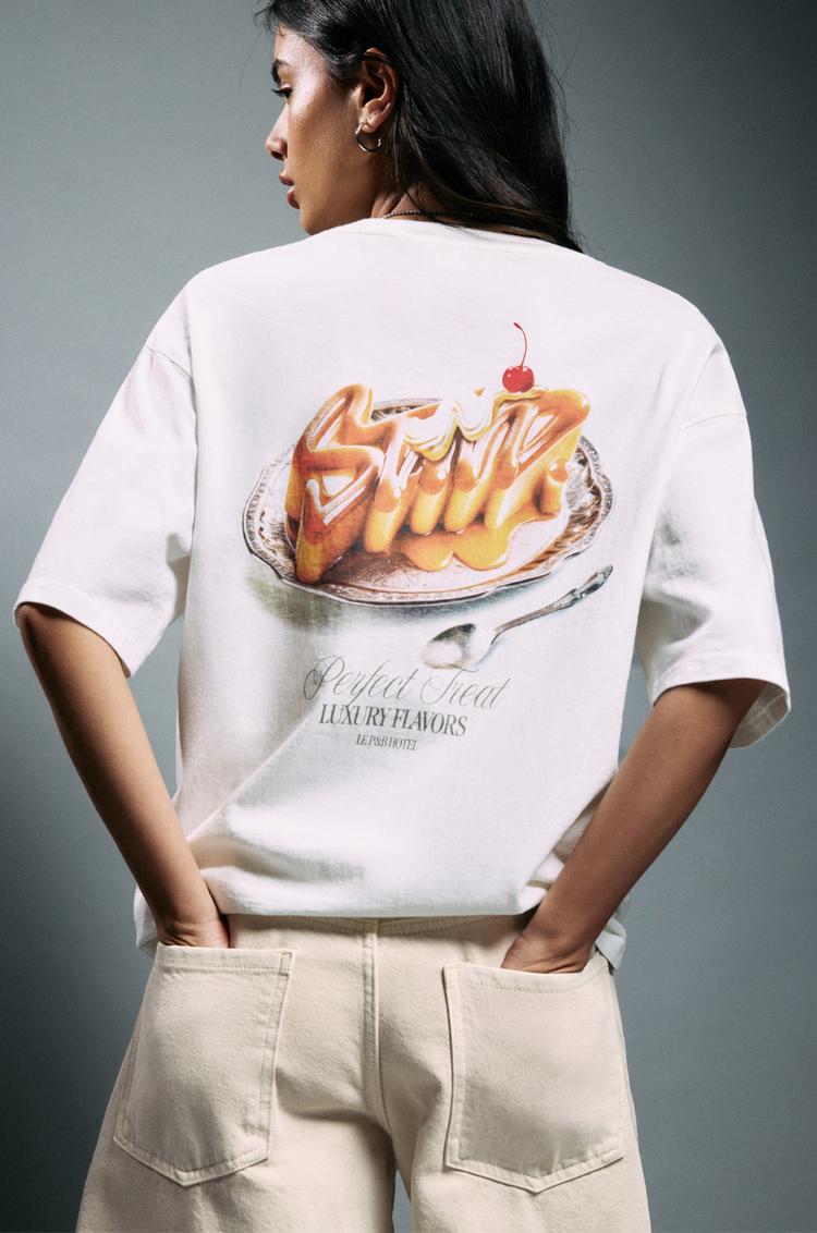 

Футболка Stwd с рисунком цвета кремовой карамели Pull And Bear, белый