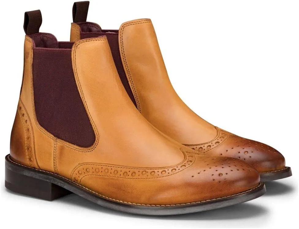 Мужские ботинки-броги London Brogues из натуральной кожи, классические, элегантные, для торжественных случаев, Wood Brown — фото 2