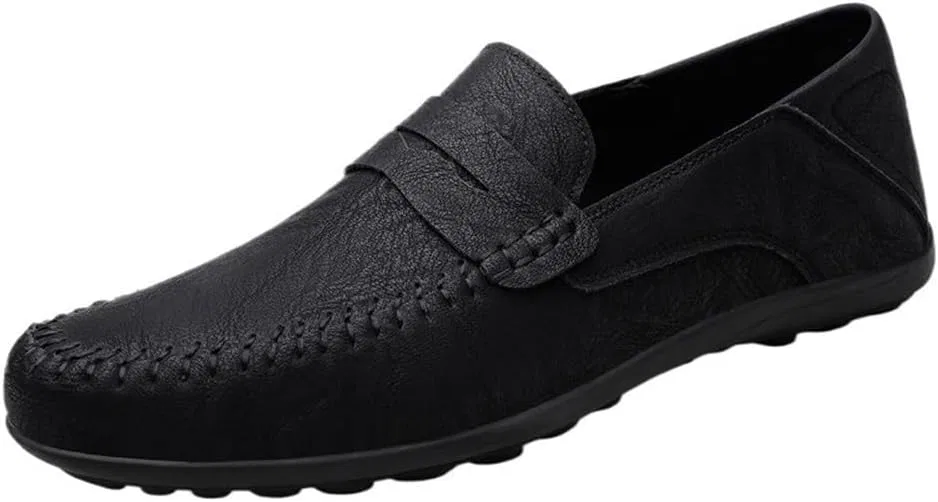 Лоферы кожаные Mens Vegan Leather Loafers Slip On, Black DHFIRUFSHLO