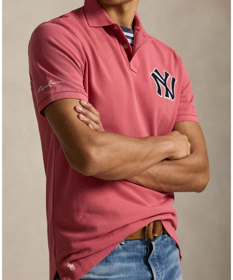 Мужская сетчатая рубашка-поло с логотипом Yankees Polo Ralph Lauren, Adirondack Berry — фото 3