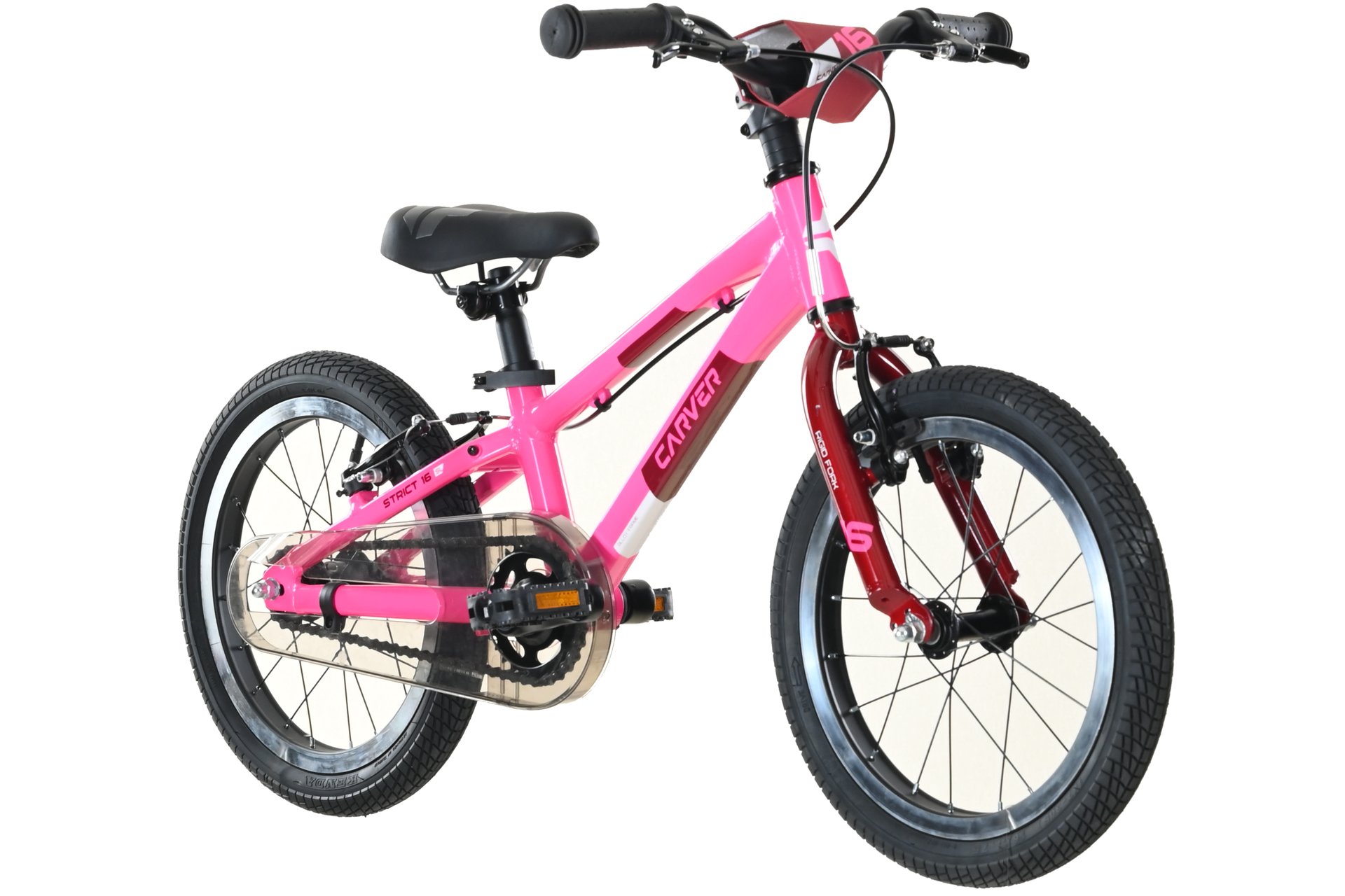 Детский велосипед Carver Strict 16 Girl - 16 дюймов - Diamant - 2024, цвет Pink|neon pink/berry/neon yellow — фото 2