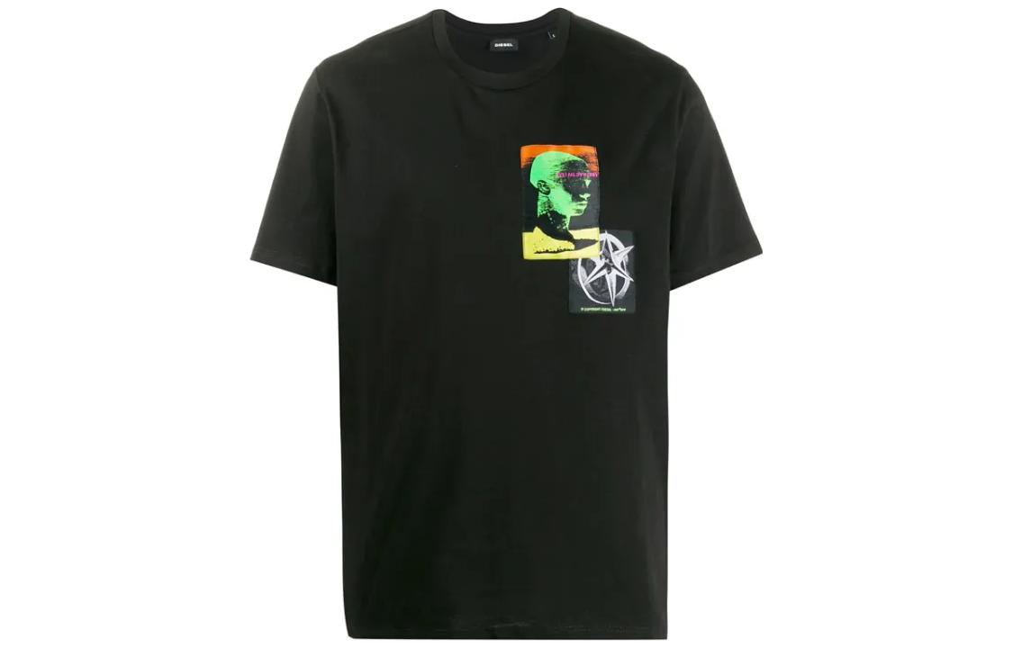 

DIESEL Футболка мужская черная SS23, Черный, DIESEL Футболка мужская черная SS23