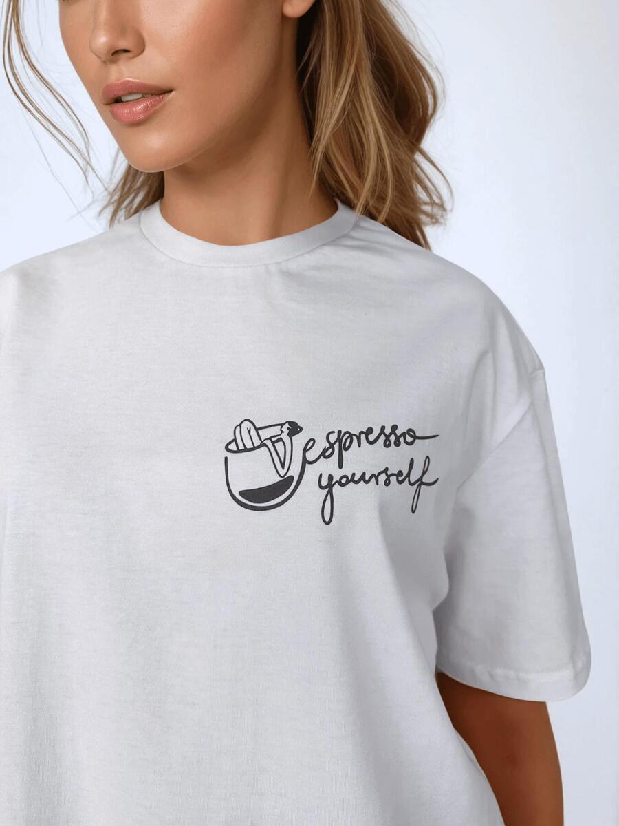 

Белая женская футболка - Espresso Yourself BeShaped