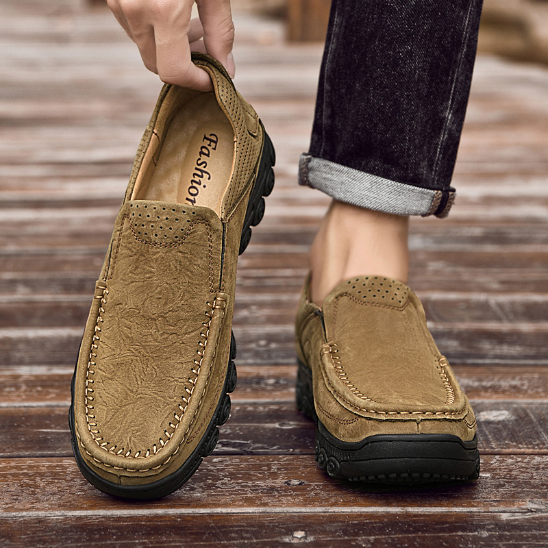 Bull Thunder Мужские повседневные туфли с прорезями цвета хаки, цвет Khaki Cut-Out — фото 3
