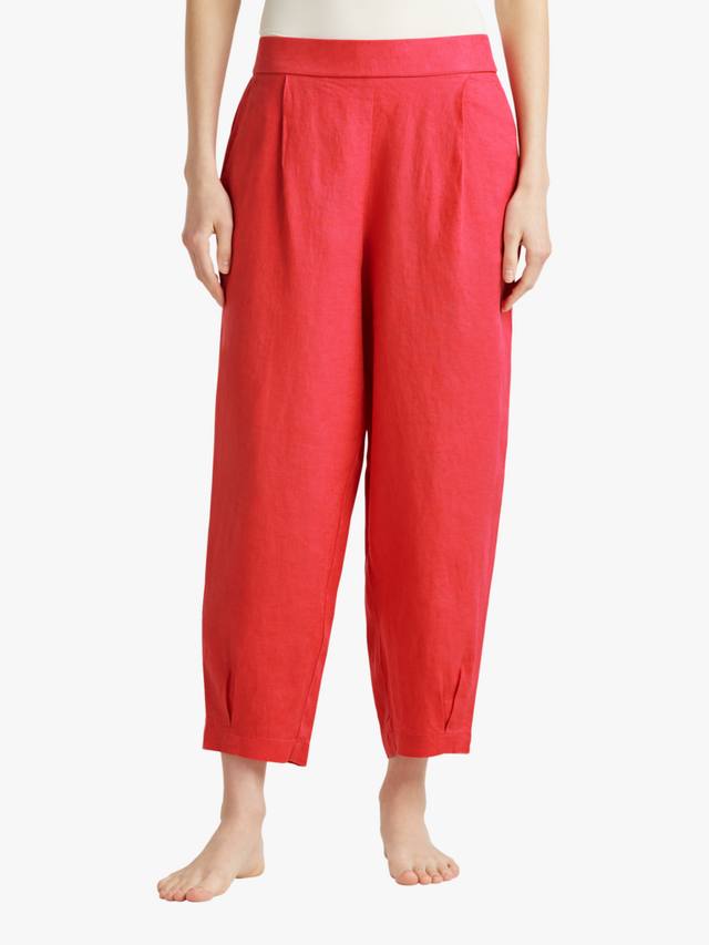 

Укороченные брюки из льна Benetton, Brick Red