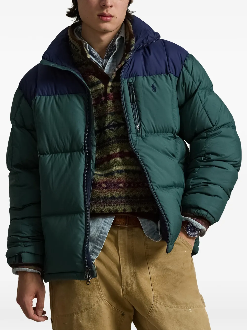 Куртка из рипстопа с контрастными вставками Polo Ralph Lauren, зеленый — фото 3