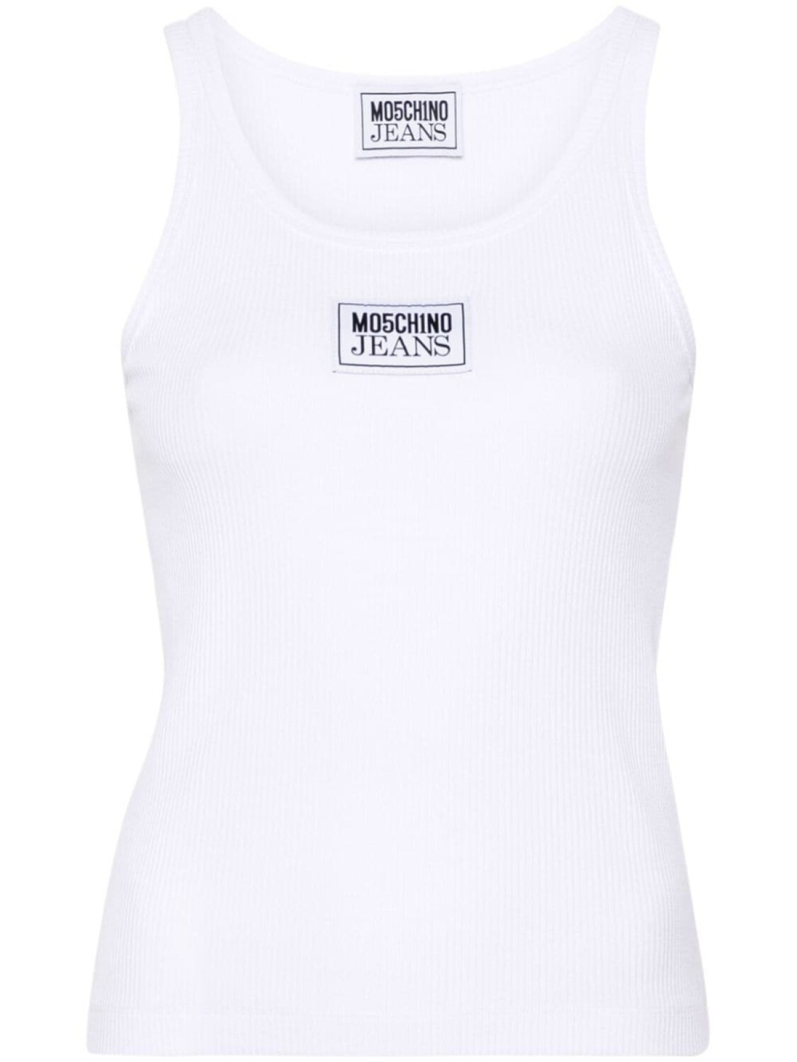 

MOSCHINO JEANS топ в рубчик с нашивкой-логотипом, белый