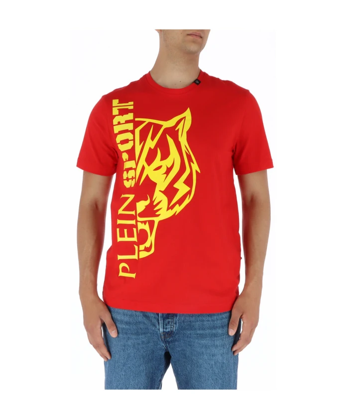 

Футболка из серого хлопка с принтом Plein Sport, красный
