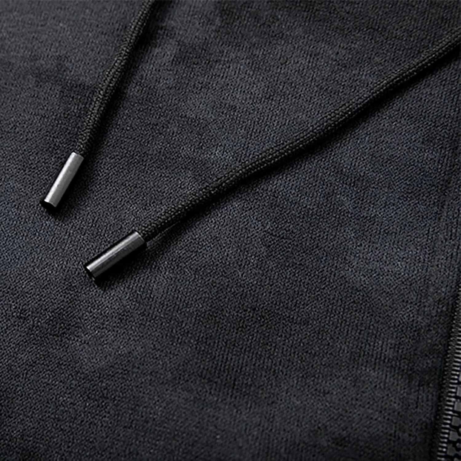 Свитшот с капюшоном и молнией Streetwear, мужской, винтажный оверсайз | Повседневный мешковатый худи с капюшоном | Streetwear Generic, черный — фото 3