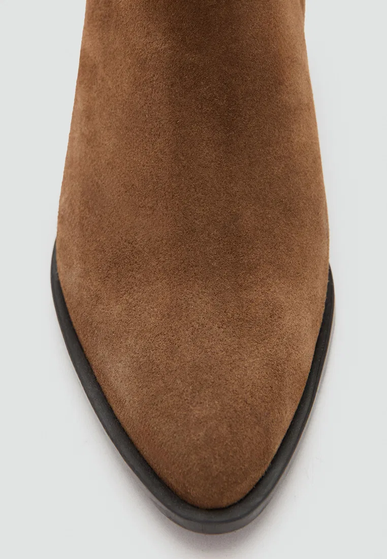 Мужские замшевые ботинки на каблуке, модель Heel Suede Ankle Boots Mango, коричневый — фото 4