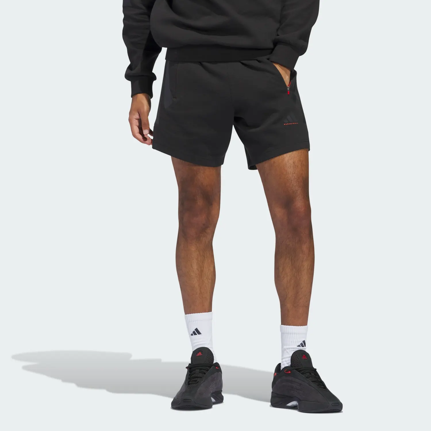 Бесплатная доставка с баскетбольными шортами Spacer Unisex Adidas, черные — фото 4