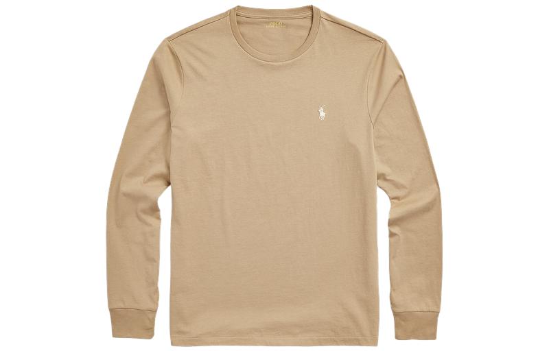 Polo Ralph Lauren Мужская футболка, коричневая, с круглым вырезом, умеренно прямой крой