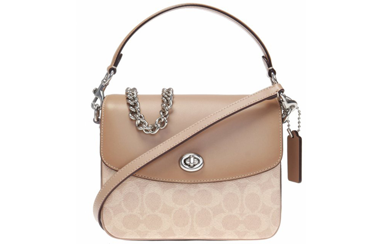 

Сумка-мессенджер из холста с кожаными деталями, портативная сумка через плечо, маленькая женская сумка через плечо milk tea COACH