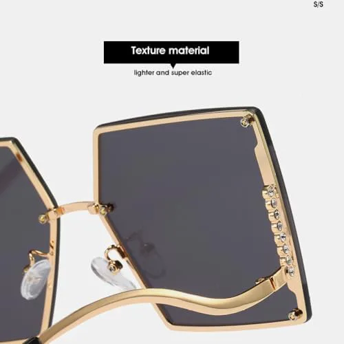 

2027 Модные квадратные солнцезащитные очки без оправы для женщин, винтажные солнцезащитные очки с бриллиантами, разноцветные женские очки MTZJH, Gray2730