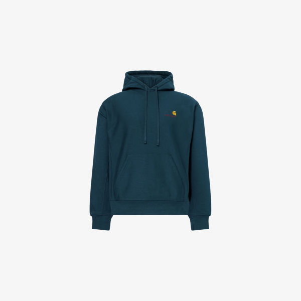 

Хлопковый худи с вышитым логотипом American script Carhartt Wip, цвет deep lagoon