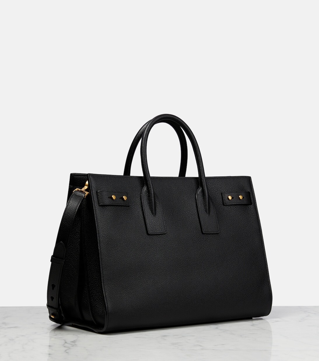 Сумка-тоут sac de jour из мягкой кожи среднего размера Saint Laurent, черный — фото 4