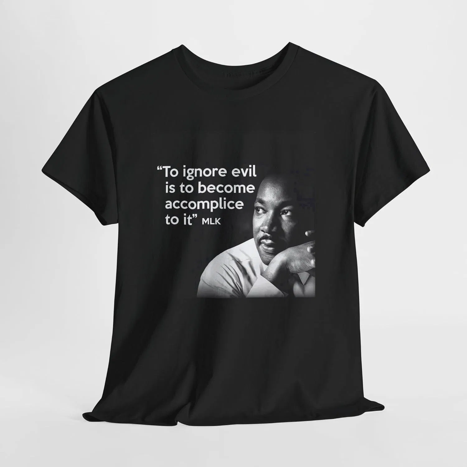 Футболка в стиле ретро с надписью «MLK Martin Luther King Ignore Evil Become Protest» (Не обращай зла, становись протестом) для мужчин и унисекс, из плотного хлопка — фото 4