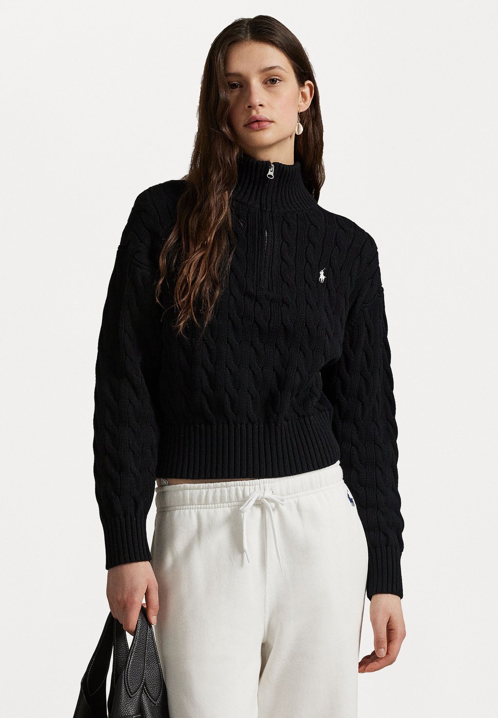

Джемпер CABLE KNIT COTTON QUARTER ZIP JUMPER Polo Ralph Lauren, черный