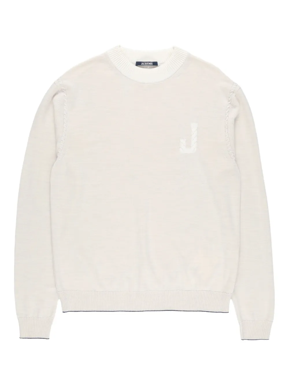 

Свитер с круглым вырезом и вышитым логотипом JACQUEMUS, нейтральный