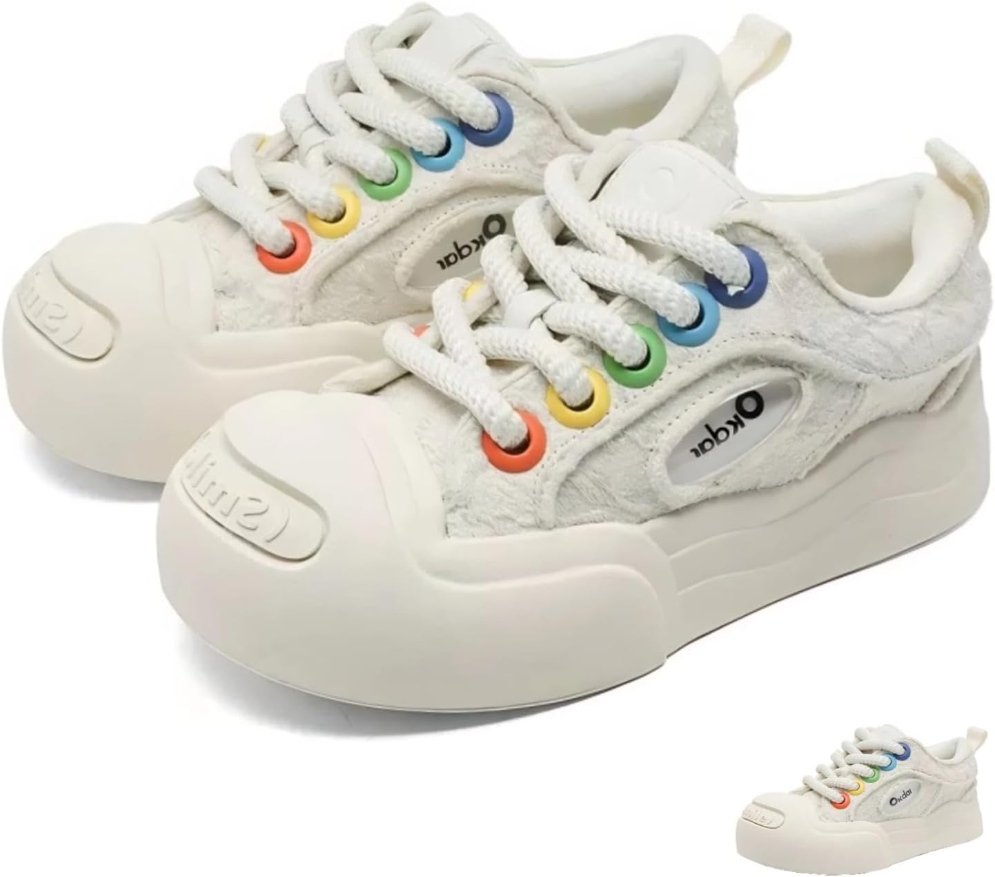 

Кроссовки Y2K Chunky для женщин и мужчин, платформенные кроссовки, стильные прогулочные обувь, модная обувь для пар Acaritouch, слоновая кость