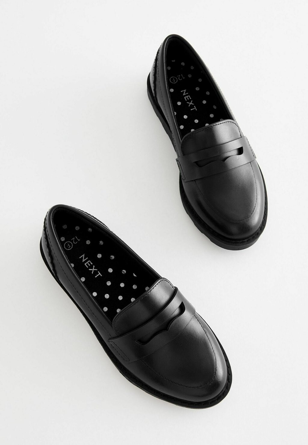 Слипоны School Leather Slim Sole Loafers Next, черный — фото 4