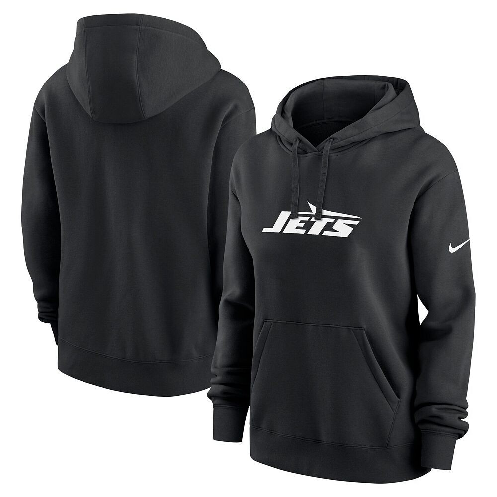 

Женский флисовый пуловер с капюшоном черного цвета Nike New York Jets Club, цвет Jet Black