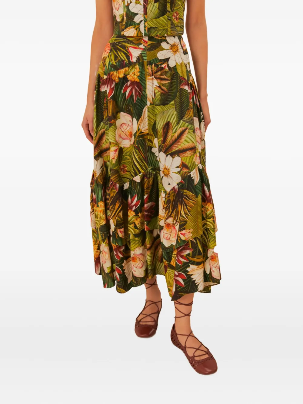 

Юбка с принтом Botanical Forest FARM Rio, зеленый