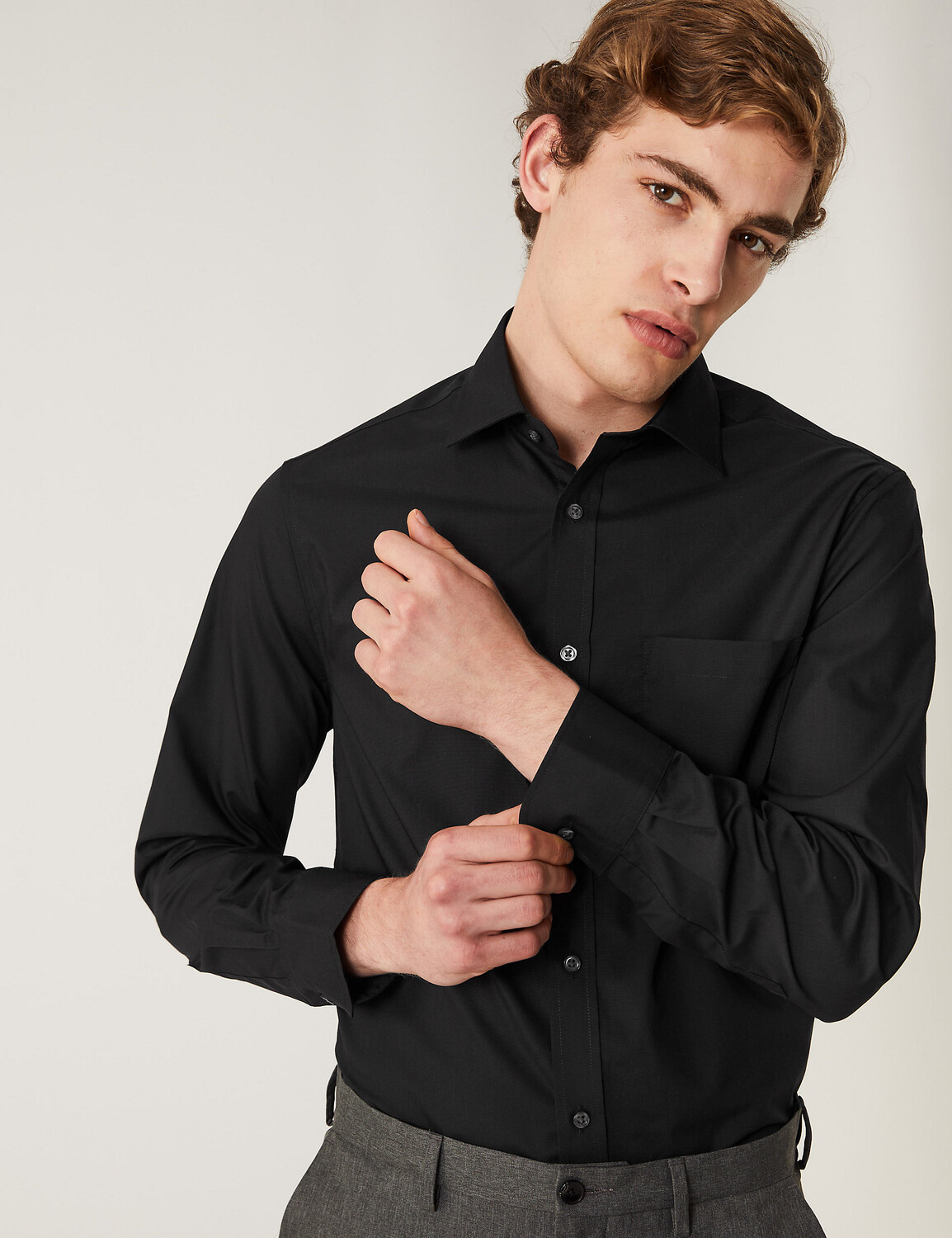 

3 шт. приталенные рубашки с длинными рукавами Marks & Spencer, черный
