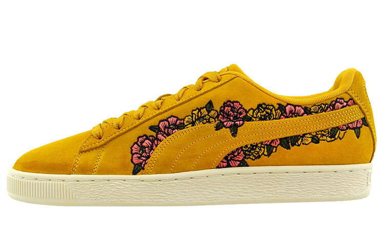 

Кроссовки PUMA Suede Tol Embroidery Floral Lace Up Casual Shoes Yellow Women's