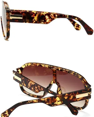 

Крупные квадратные солнцезащитные очки с одной линзой для мужчин и женщин, модные очки-маски с защитой от УФ-излучения в винтажном стиле MTZJH, C2leopard