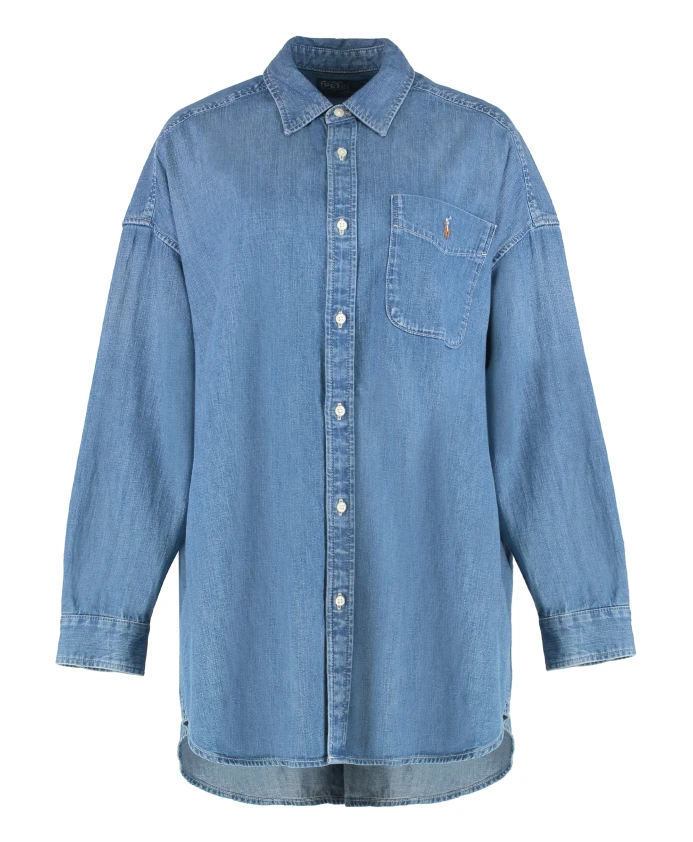 

Свободная джинсовая рубашка Polo Ralph Lauren, синий