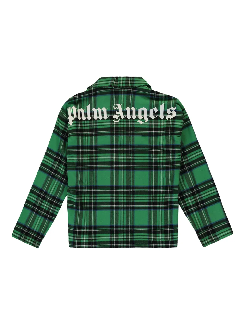 Пижамная рубашка в клетку Palm Angels Kids, зеленый — фото 2