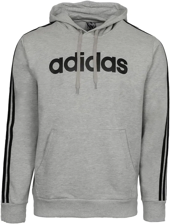 Мужская флисовая толстовка с капюшоном adidas Essentials с тремя полосками, бело-черная