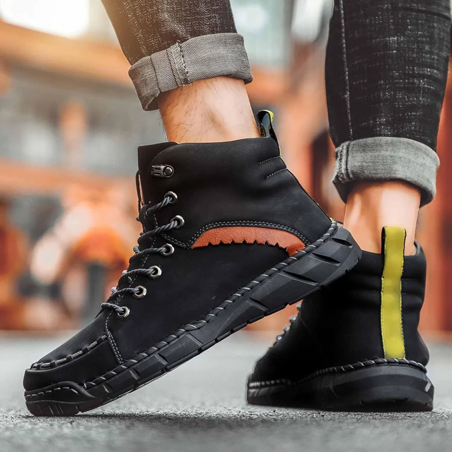 Высокие ботинки Stiefeletten Schuhe Stilvoll Atmungsaktiv Casual Kurze Stiefel für Alltag Generisch, Schwarz — фото 2