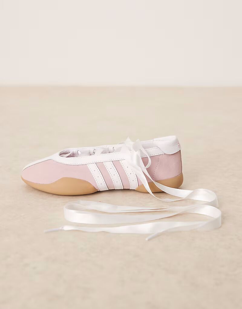 Кроссовки Adidas Originals Taekwondo Mei Ballet светло-розового и белого цвета — фото 2
