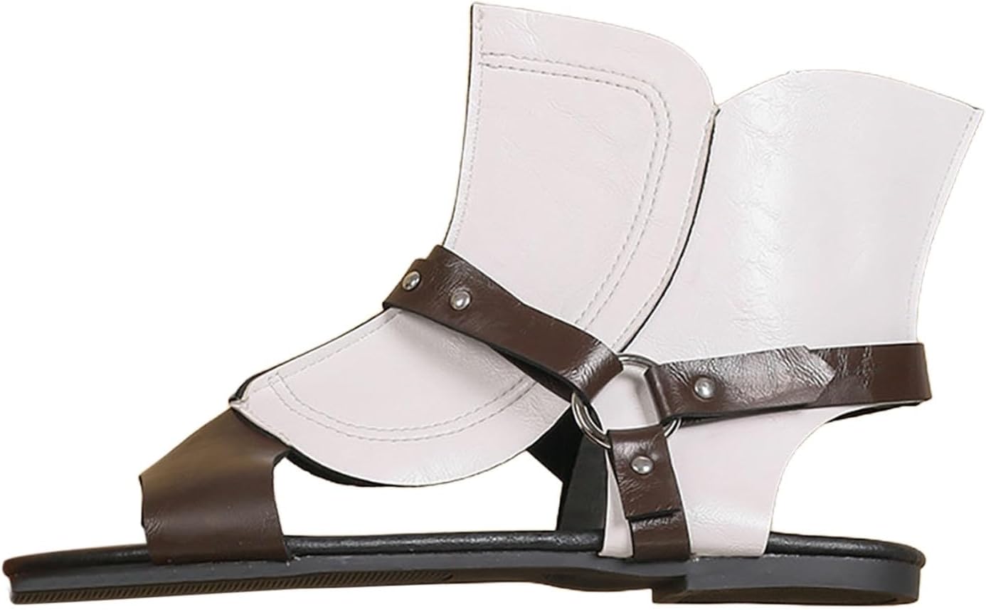 

Мужские пляжные кожаные сандалии 2025 года, слайд-футвейр, круглые шлепанцы с открытым носком, с боковой молнией, плоские сандалии из ПУ, шлепанцы без застежки Generic, белый