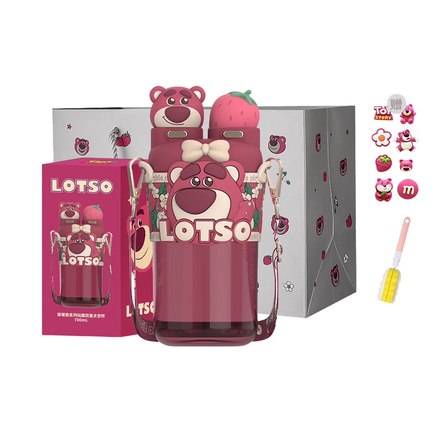 

Серия Strawberry Bear пластиковый стакан для воды большая вместимость летняя забавная игрушка двойное использование космический стакан 700мл Disney, розовый