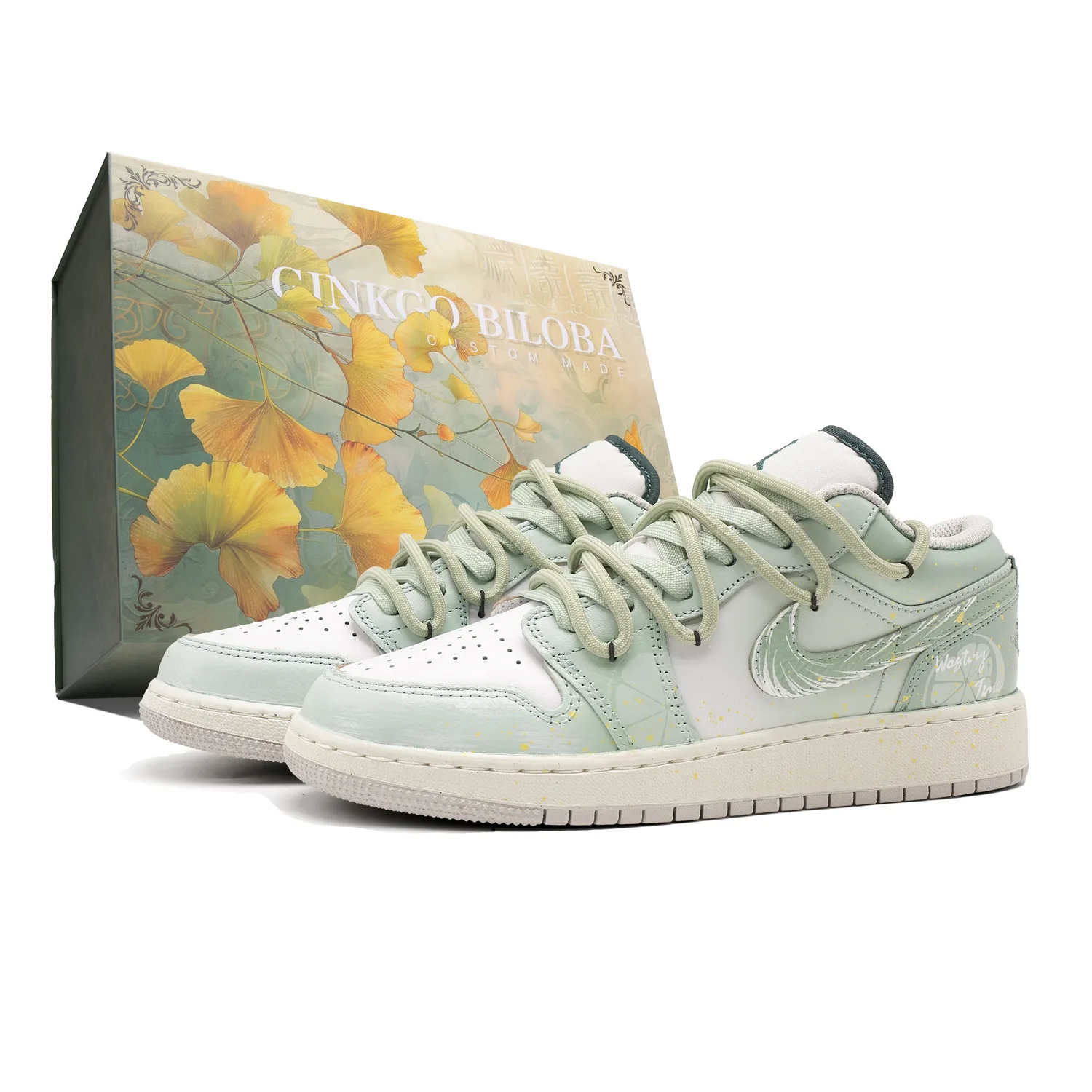 Air 1 Lime Holiday нескользящая устойчивая к истиранию низкая обувь Jordan, зеленый белый
